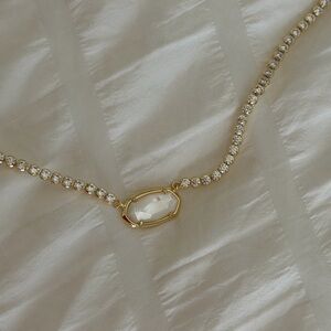 Kendra Scott Elisa Tennis Gold and White Crystal Necklace w/ packaging
